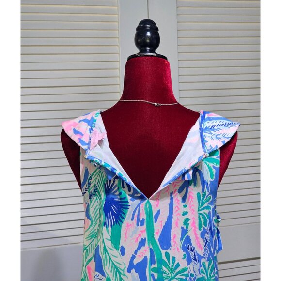 Lilly Pulitzer Women's Blue Pink Green Esmeralda Jet Stream Dress Size L 2783 - Picture 9 of 14